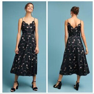 Anthropologie Moulinette Soeurs Scalloped Lace Midi Dress 6P petite black